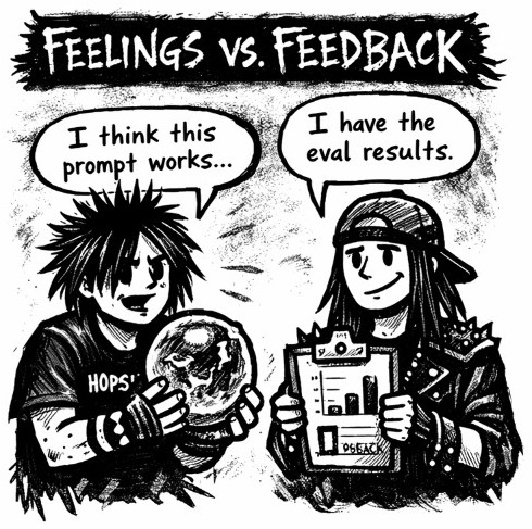 Feelings versus feedback side-by-side illustration.
