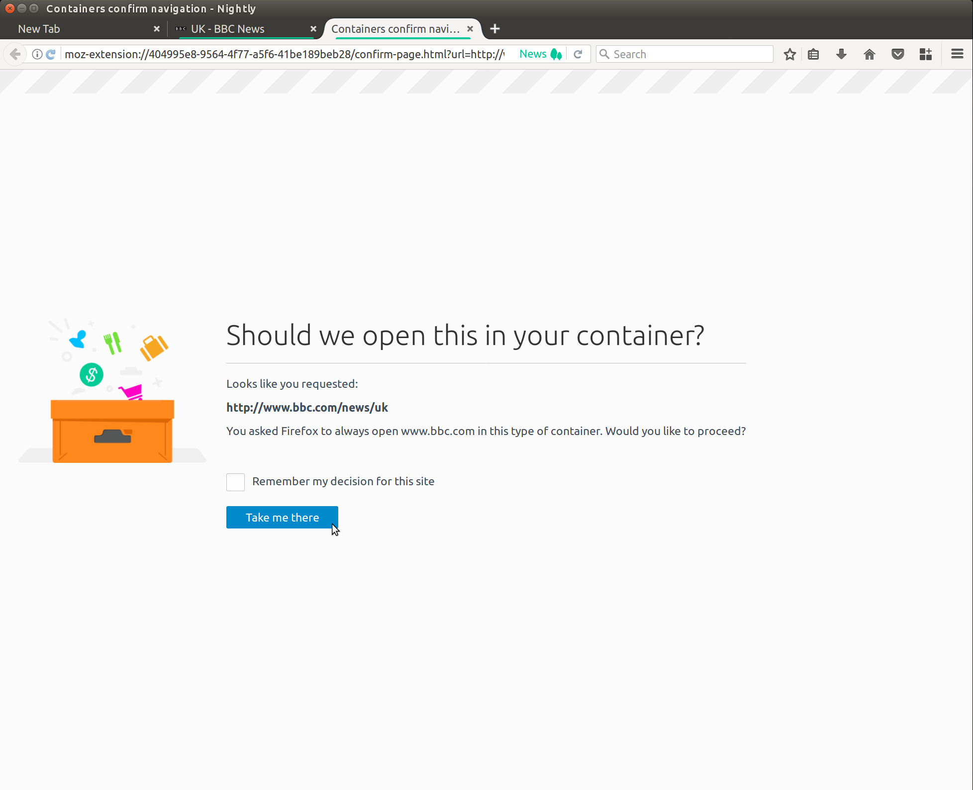 Screenshot of user prompt to confirm opening website